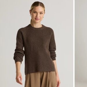 Quince Cashmere Fisherman Crewneck Sweater - Brown